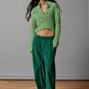 BDG Killian Quarter-Zip Pointelle Sweater S NWT